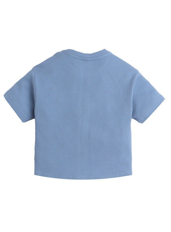 Junior Boys Statement Cotton Tee - Sky Blue