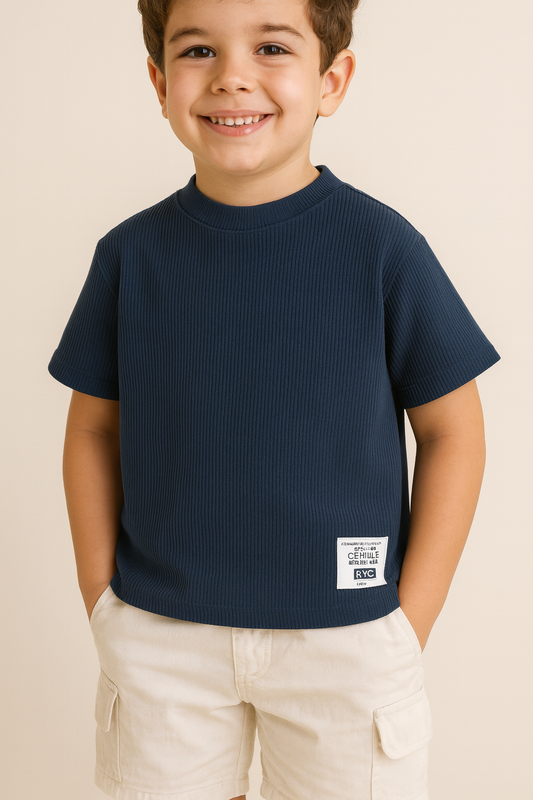 Junior Boys Cotton T-Shirt - Navy Blue