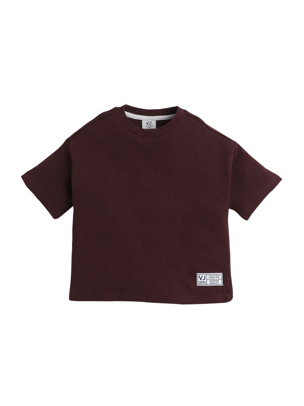 Victor & Jane Junior Boys Brown Patch Detail Cotton T-Shirt
