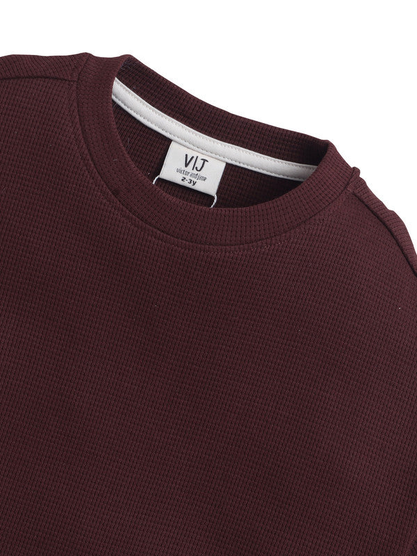 Victor & Jane Junior Boys Brown Patch Detail Cotton T-Shirt