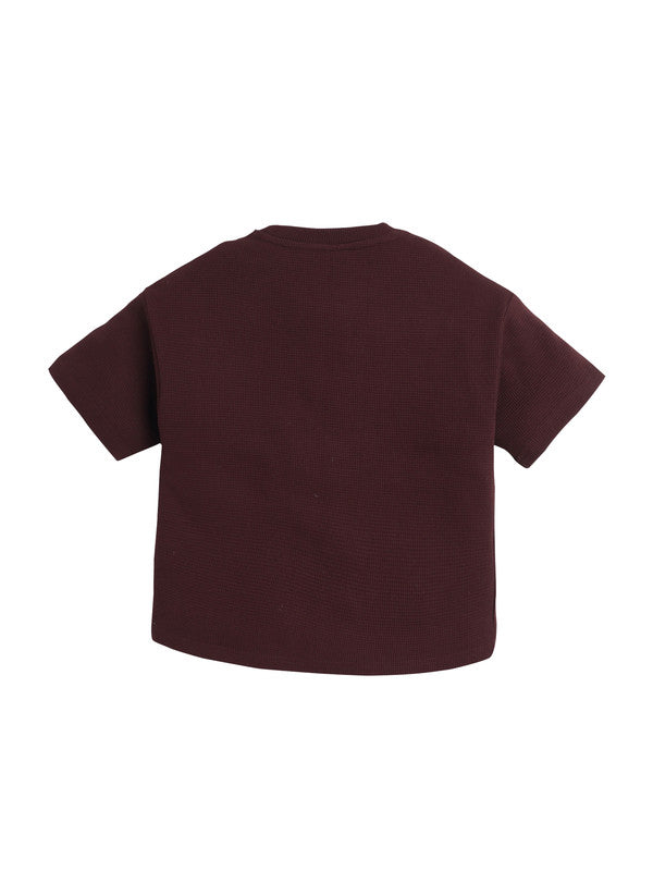 Victor & Jane Junior Boys Brown Patch Detail Cotton T-Shirt