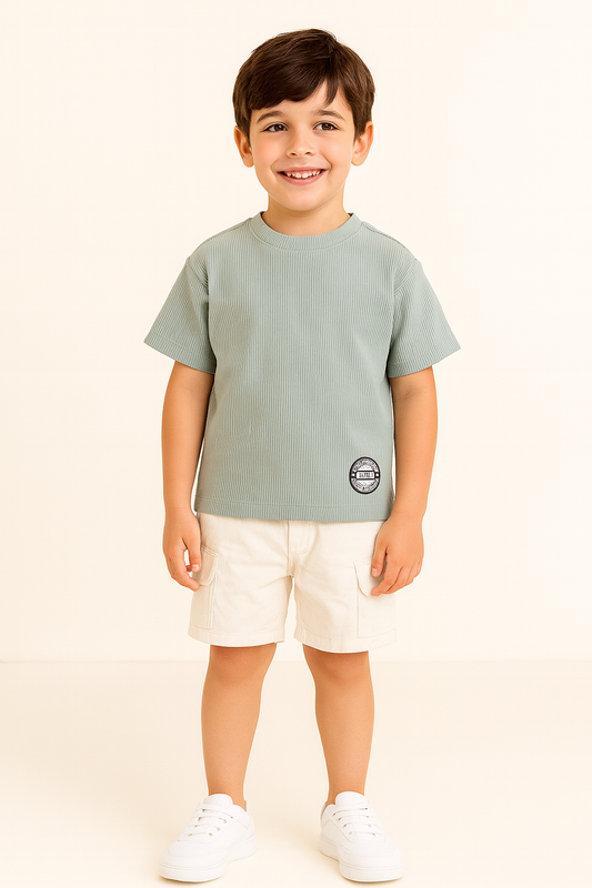 Victor & Jane Junior Boys Taupe Motivational Cotton T-Shirt