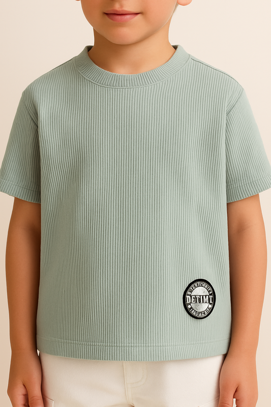 Victor & Jane Junior Boys Taupe Motivational Cotton T-Shirt