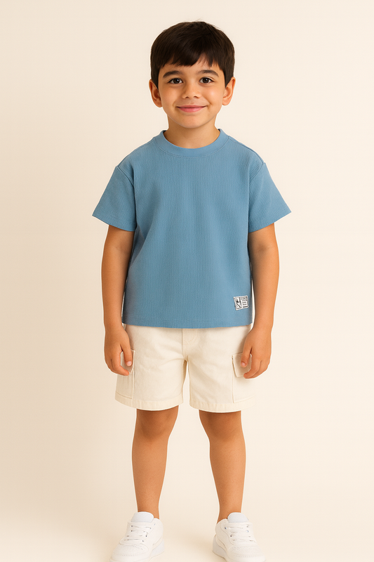 Junior Boys Textured Cotton T-Shirt