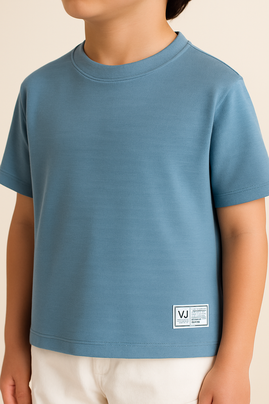 Junior Boys Textured Cotton T-Shirt