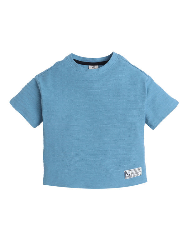 Junior Boys Textured Cotton T-Shirt