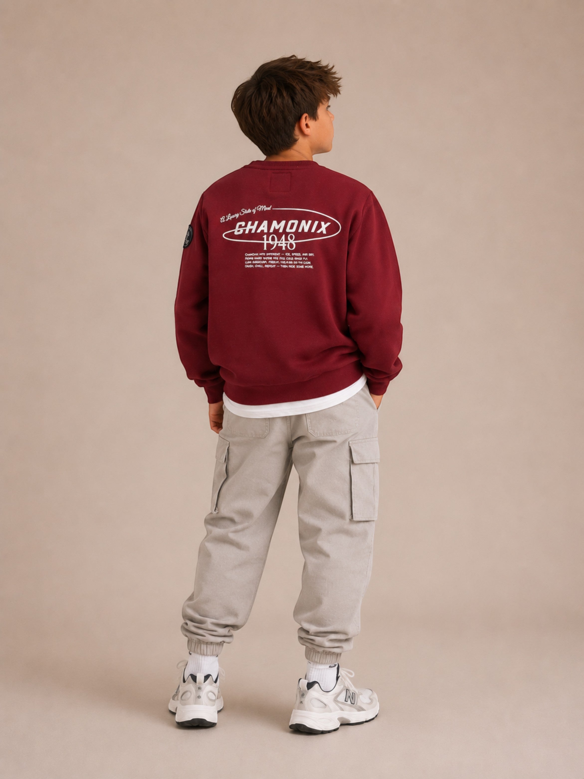 Boys Graphic Long Sleeve Fit Sweatshirt with Back Print