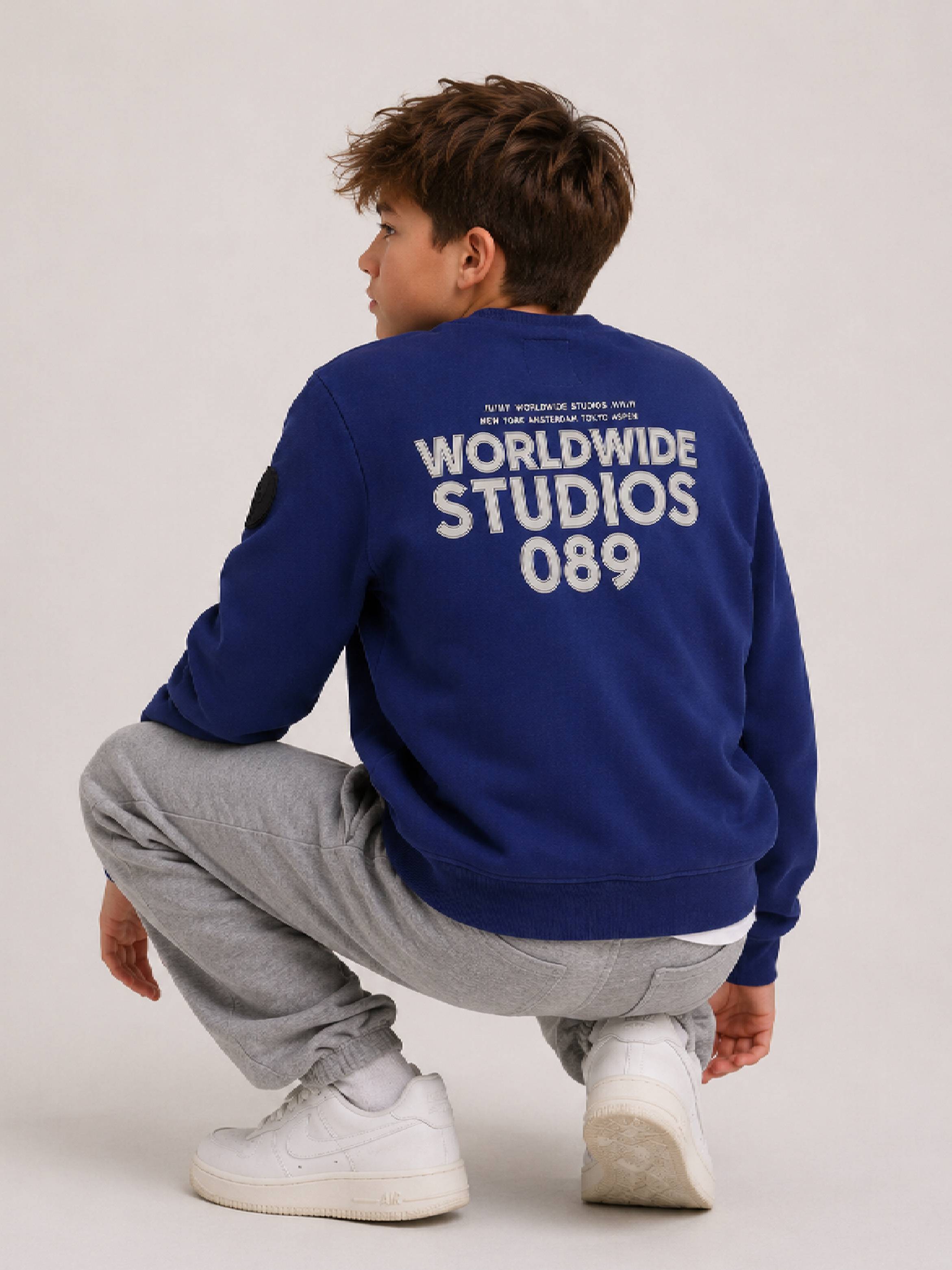 Boys Long Sleeve Sweatshirt with Chest and Back Print Details