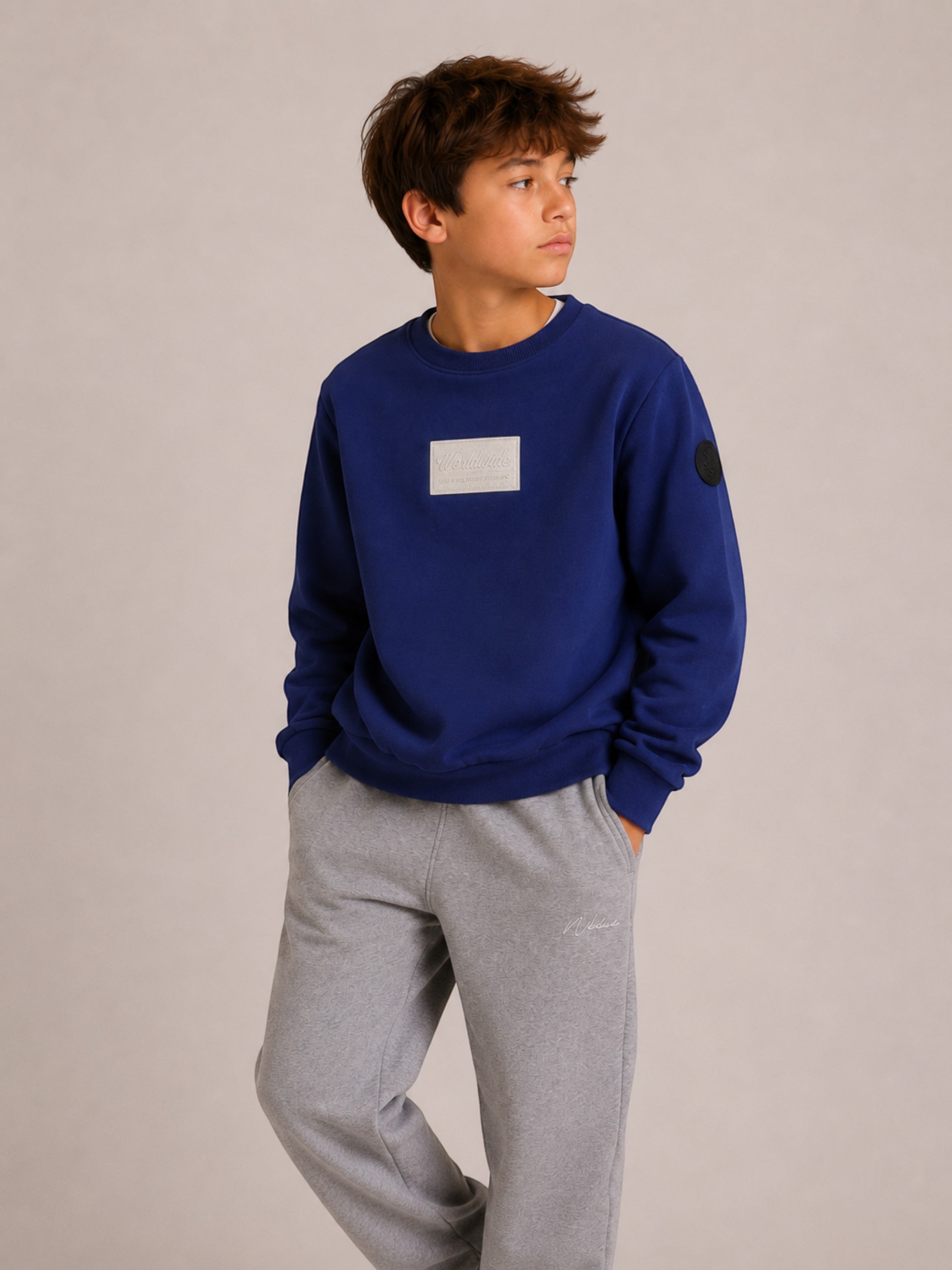 Boys Long Sleeve Sweatshirt with Chest and Back Print Details