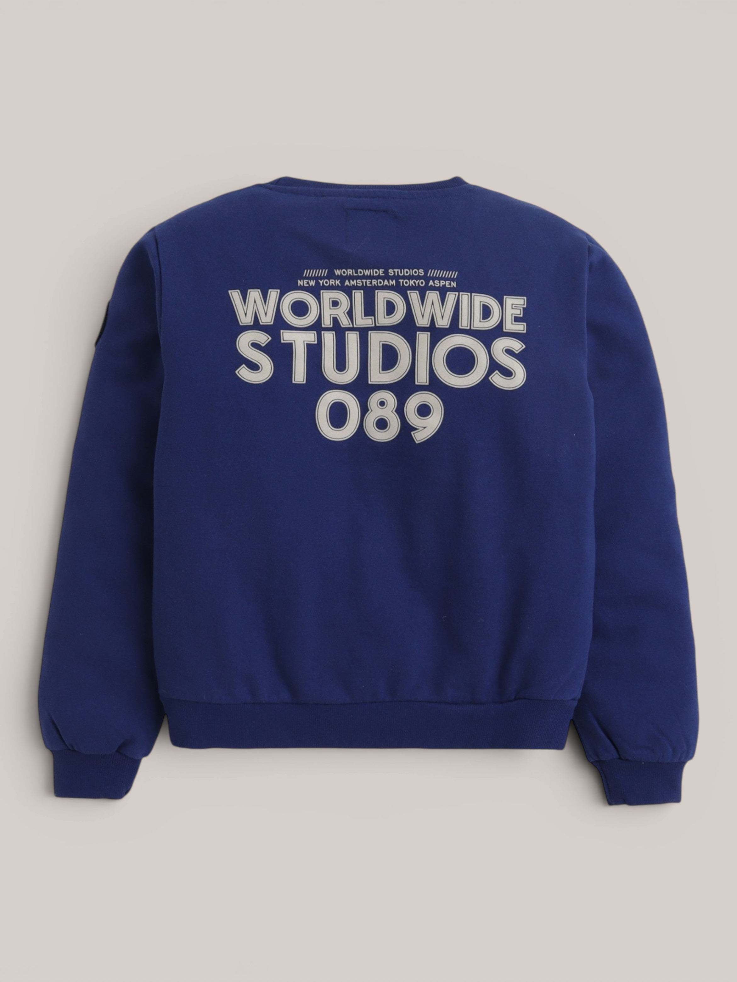 Boys Long Sleeve Sweatshirt with Chest and Back Print Details