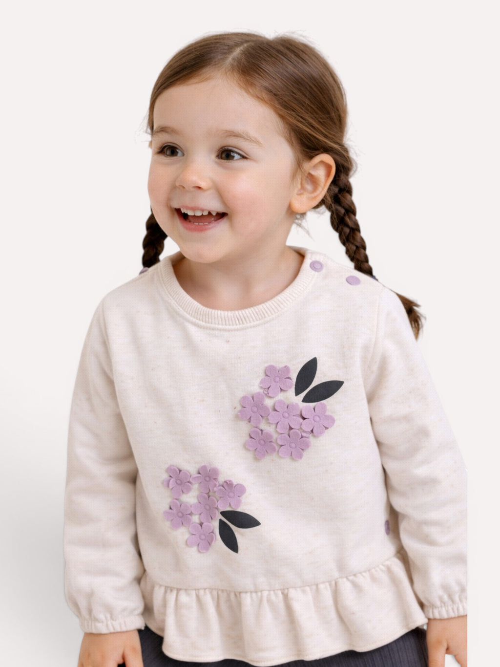 Girls 2pc Set – Floral Ruffle Hem Top & Ribbed Leggings