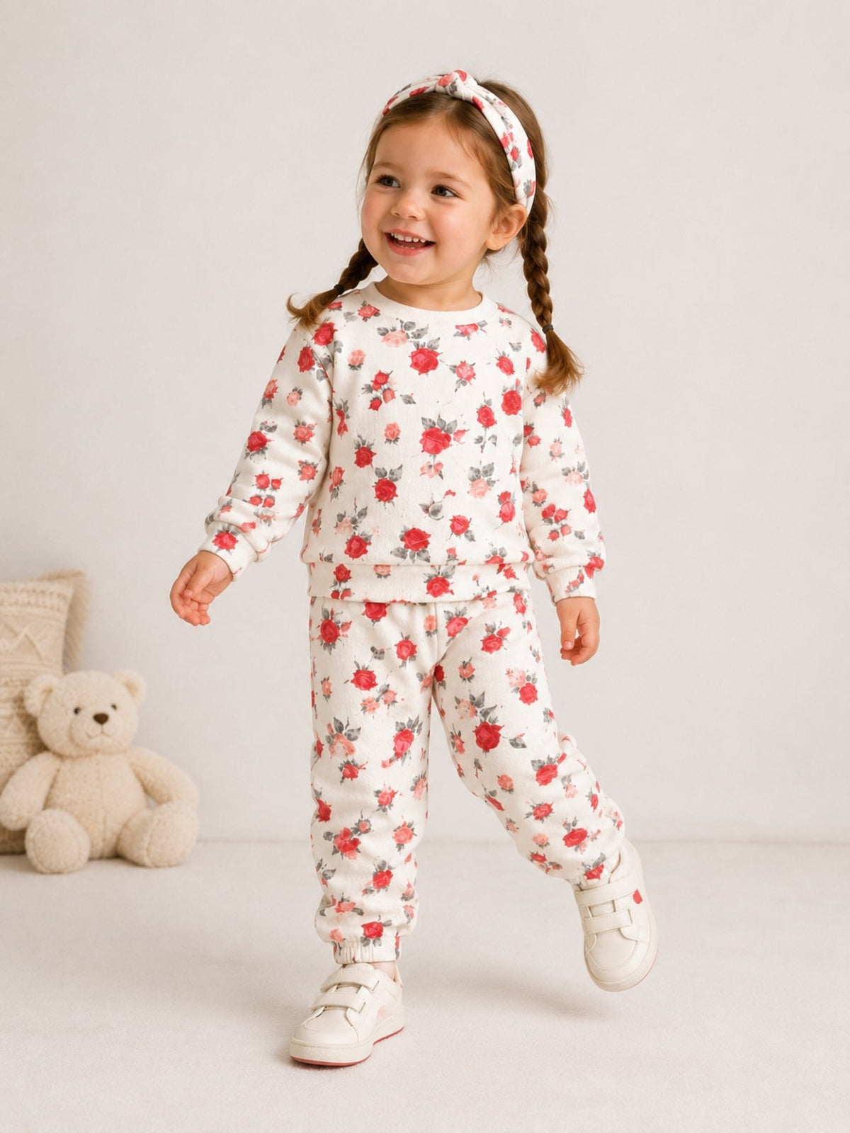 Girls Floral Sweatshirt Jogger Set