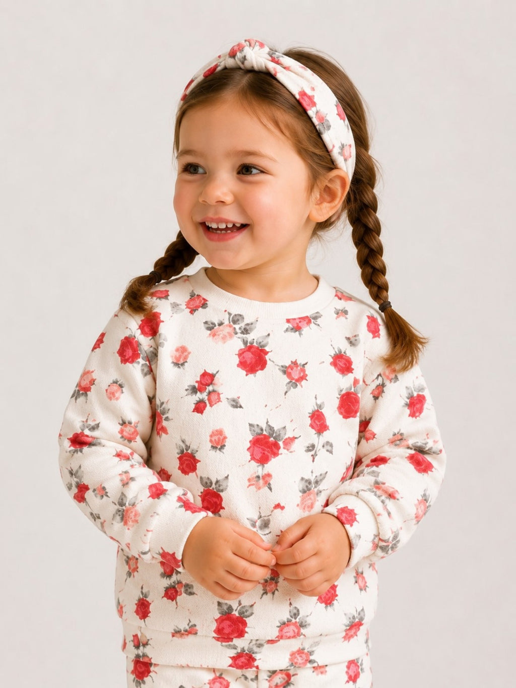 Girls Floral Sweatshirt Jogger Set