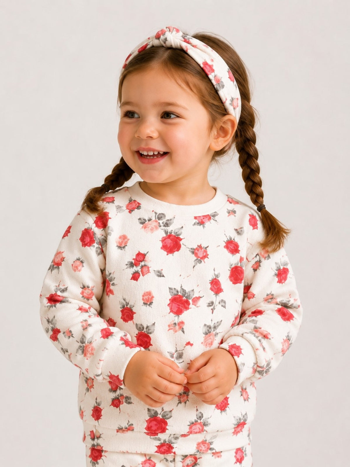 Girls Floral Sweatshirt Jogger Set