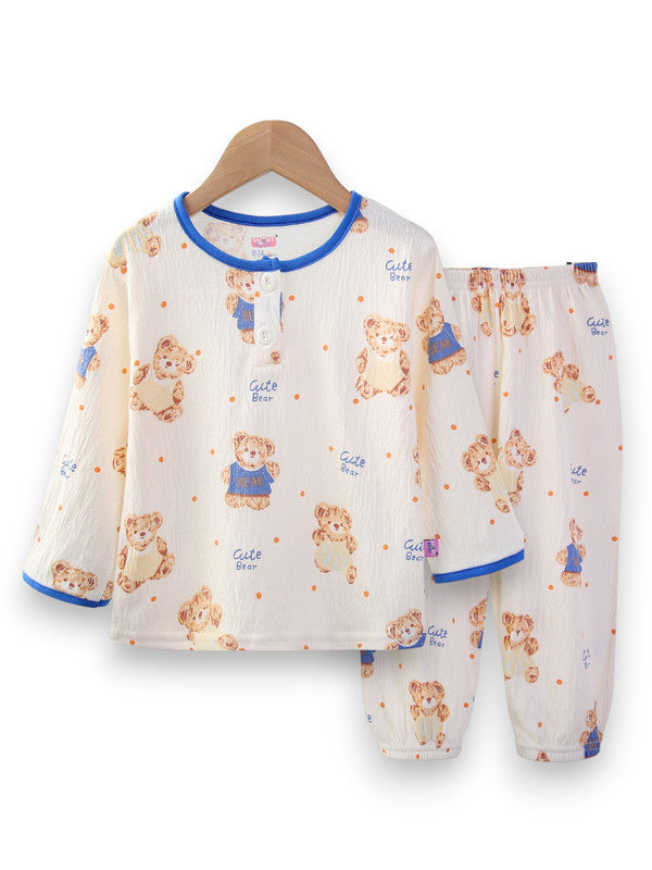 Baby Boys Printed Muslin Cotton Pyjama Set “ Teddy Bear Design