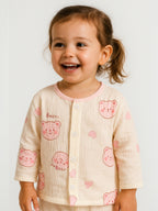 Baby Girls Printed Muslin Cotton Pyjama Set “ Pink Bear Printed