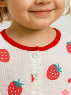 Baby Girls Muslin Cotton Pyjama Set “ Pink Strawberry Print