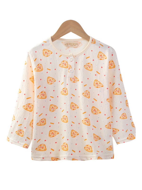 Boys 100% Cotton Muslin Pizza Print Pyjama Set