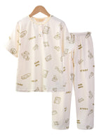 Boys 100% Cotton Muslin Pyjama Set With Geometric Print