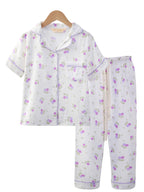 Girls Floral Printed Muslin Cotton Pyjama Set