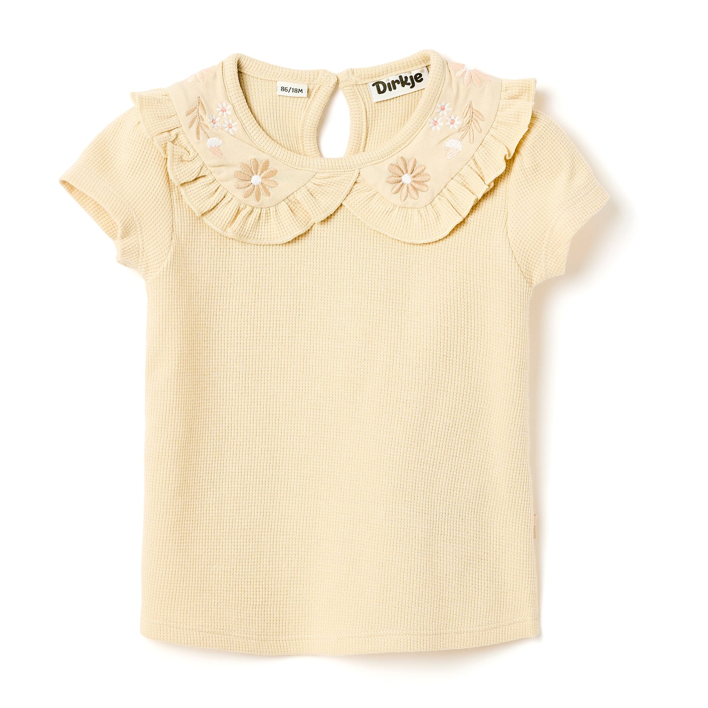 Girls 2 Pc Set Sunshine Waffle-Knit Ruffle Collar & Shorts Set