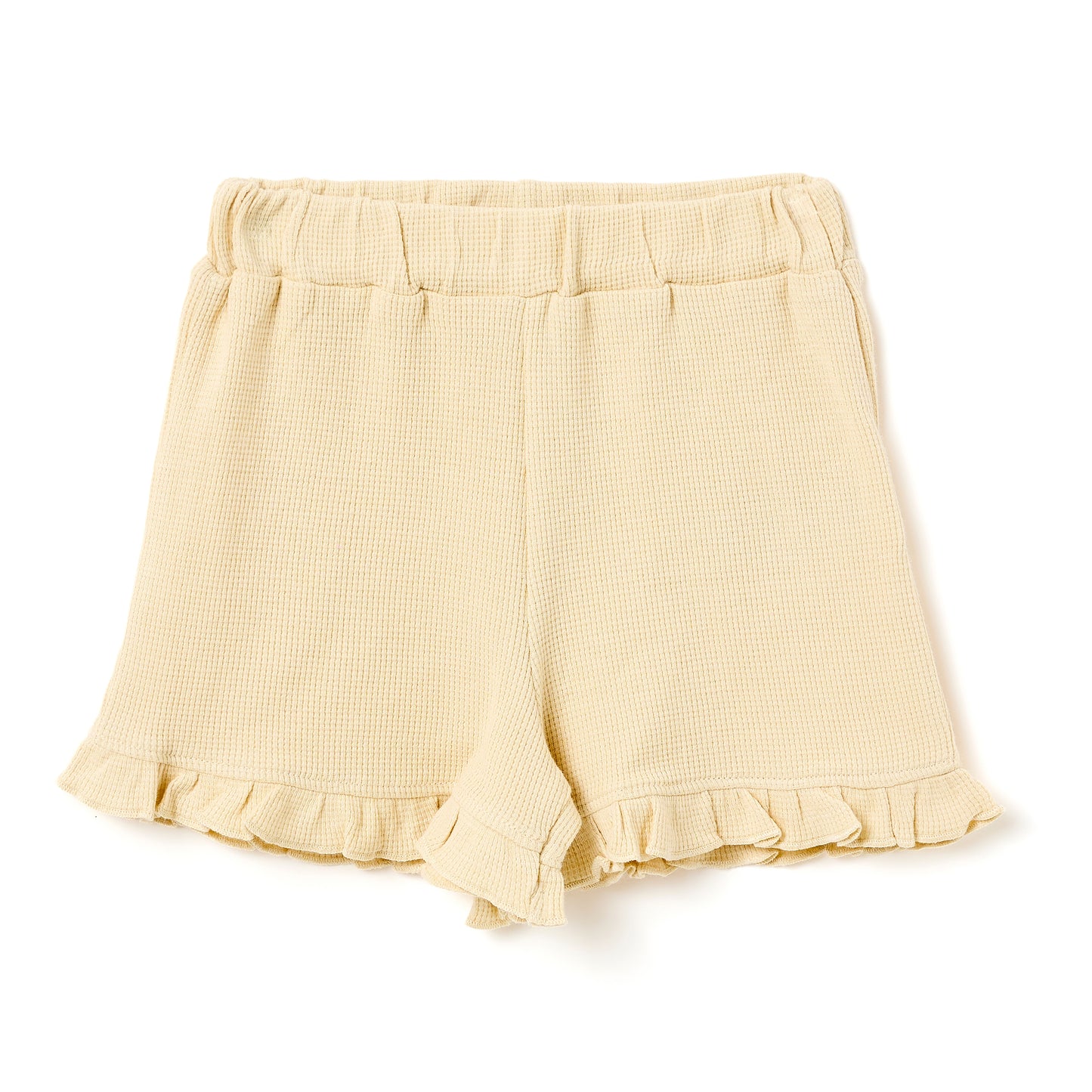 Girls 2 Pc Set Sunshine Waffle-Knit Ruffle Collar & Shorts Set