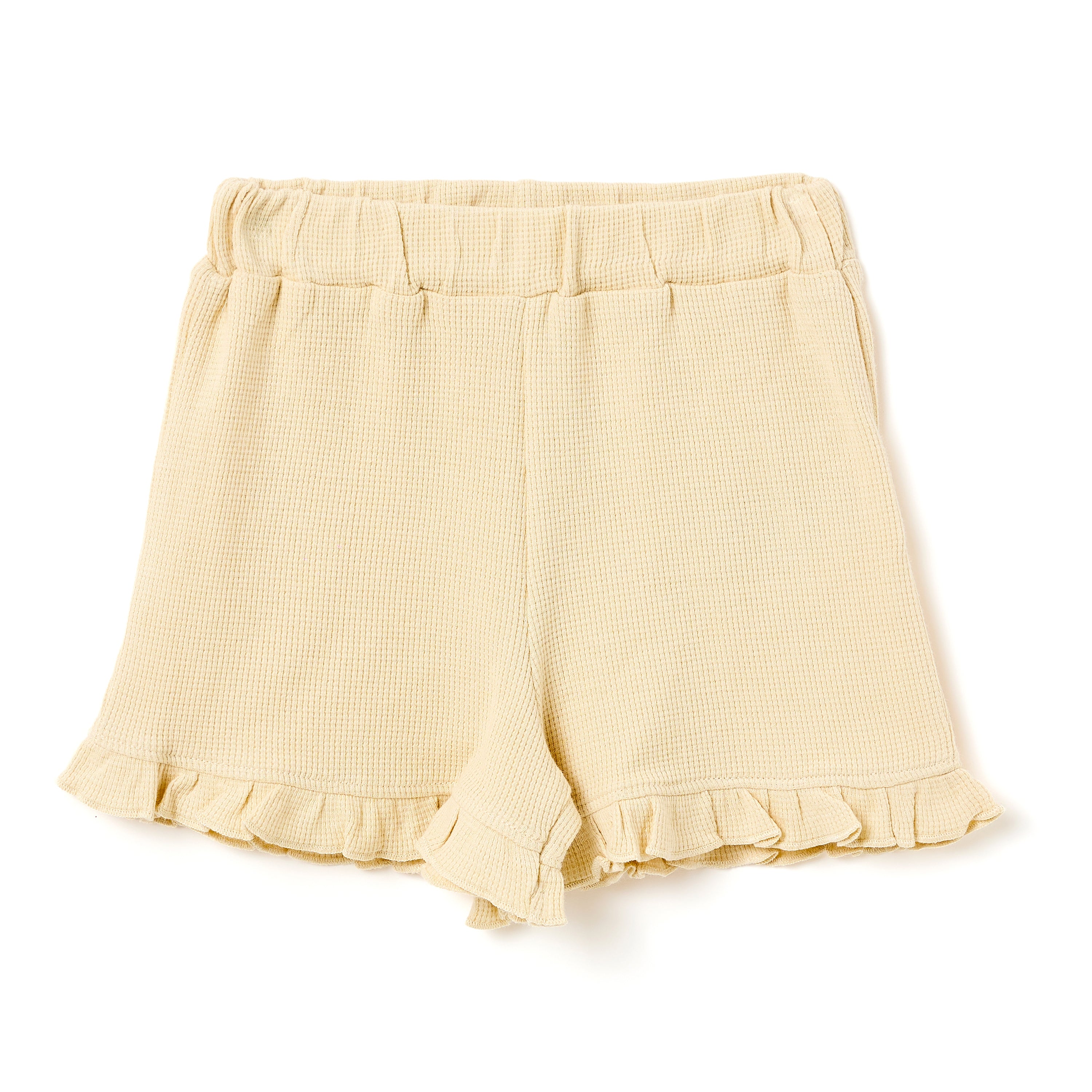 Girls 2 Pc Set Sunshine Waffle-Knit Ruffle Collar & Shorts Set