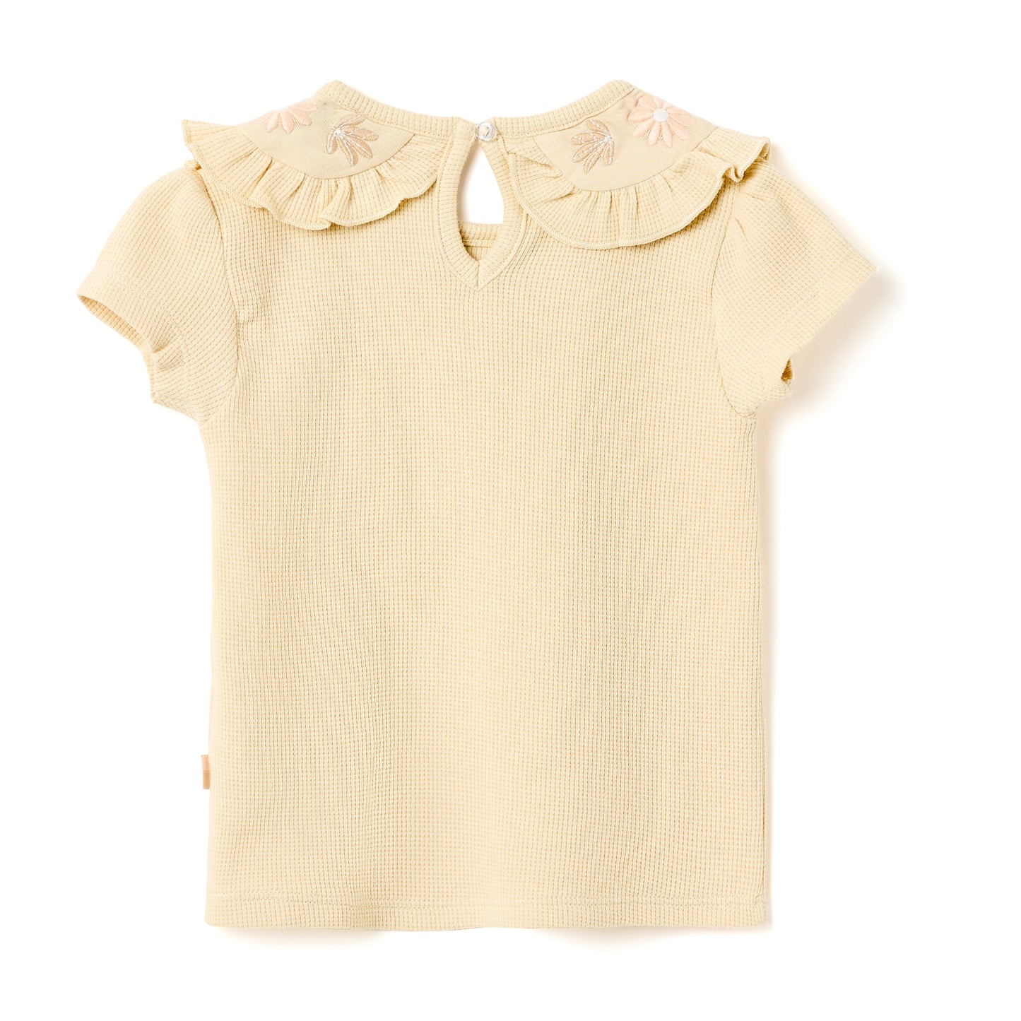 Girls 2 Pc Set Sunshine Waffle-Knit Ruffle Collar & Shorts Set