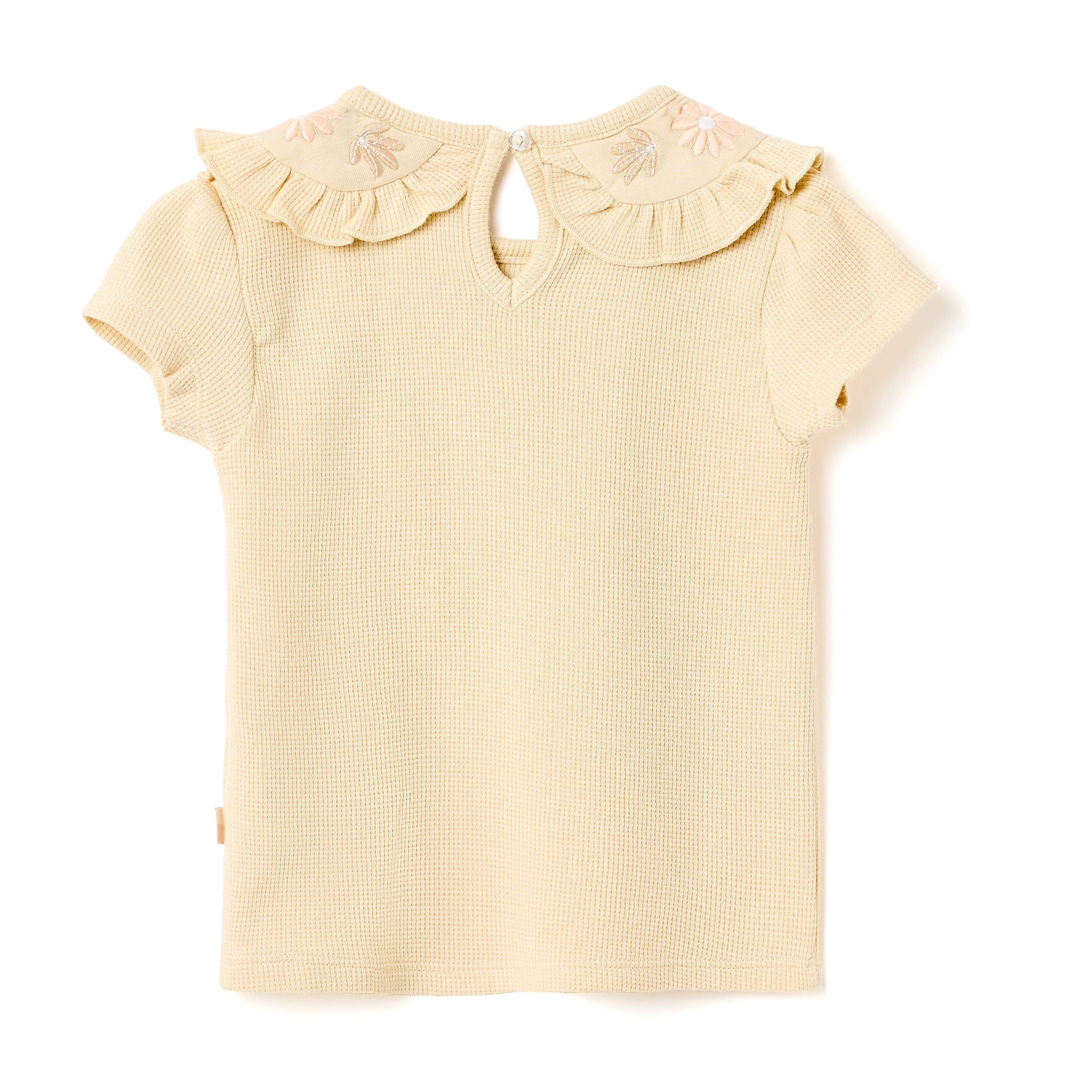 Girls 2 Pc Set Sunshine Waffle-Knit Ruffle Collar & Shorts Set