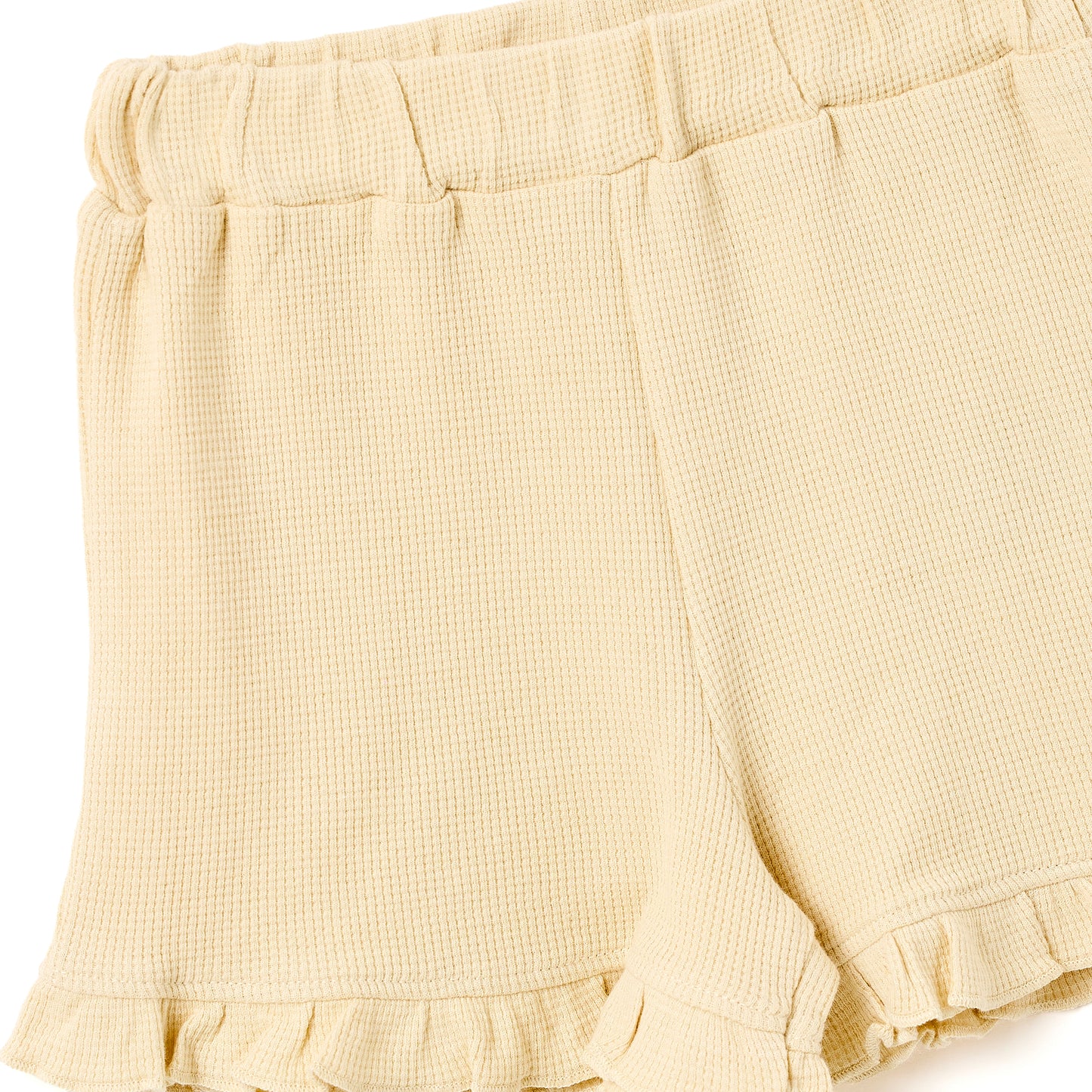 Girls 2 Pc Set Sunshine Waffle-Knit Ruffle Collar & Shorts Set