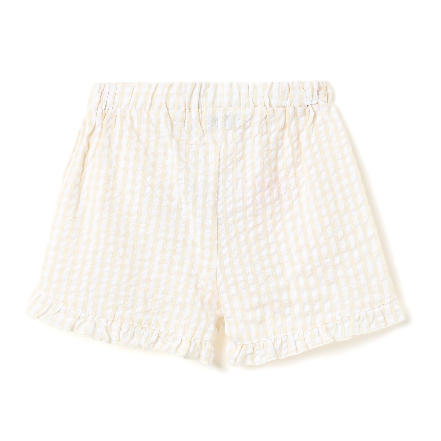 Girls 2 Pc Set Waffle-Knit Ruffle-Trim Top & Shorts Set