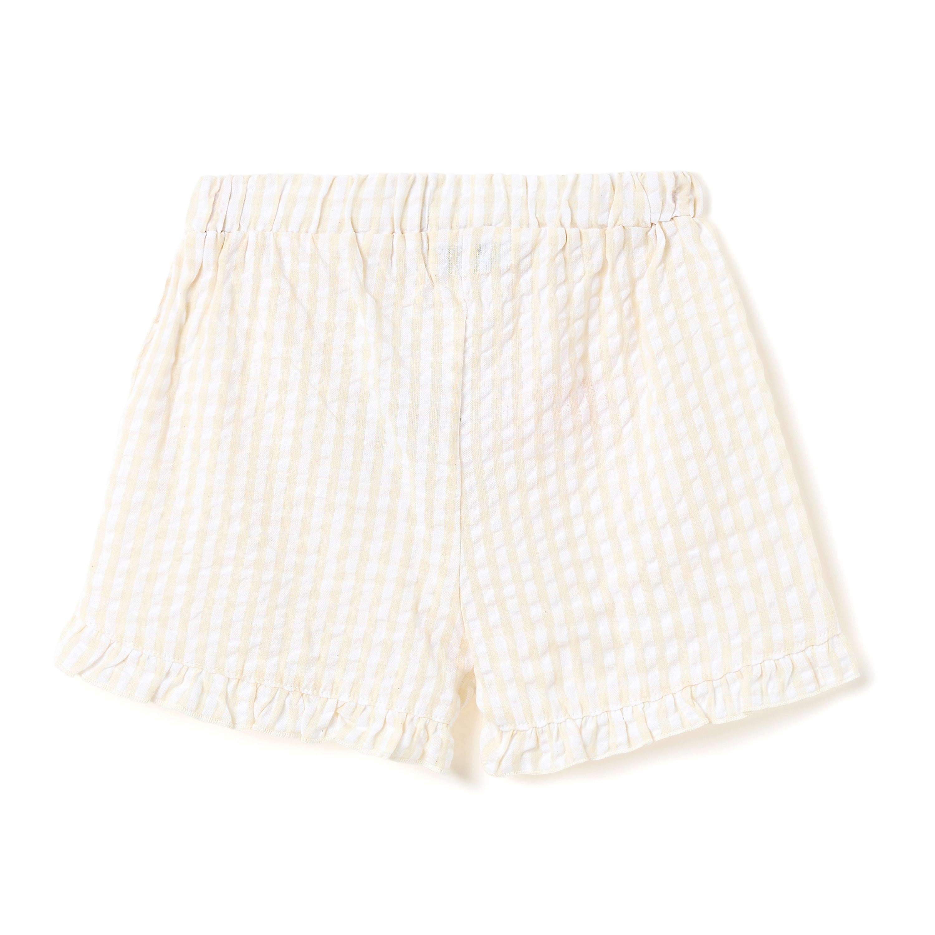 Girls 2 Pc Set Waffle-Knit Ruffle-Trim Top & Shorts Set