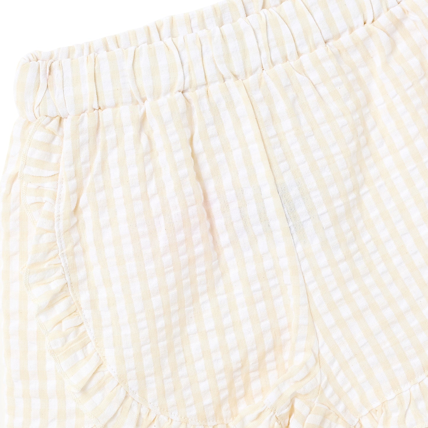 Girls 2 Pc Set Waffle-Knit Ruffle-Trim Top & Shorts Set