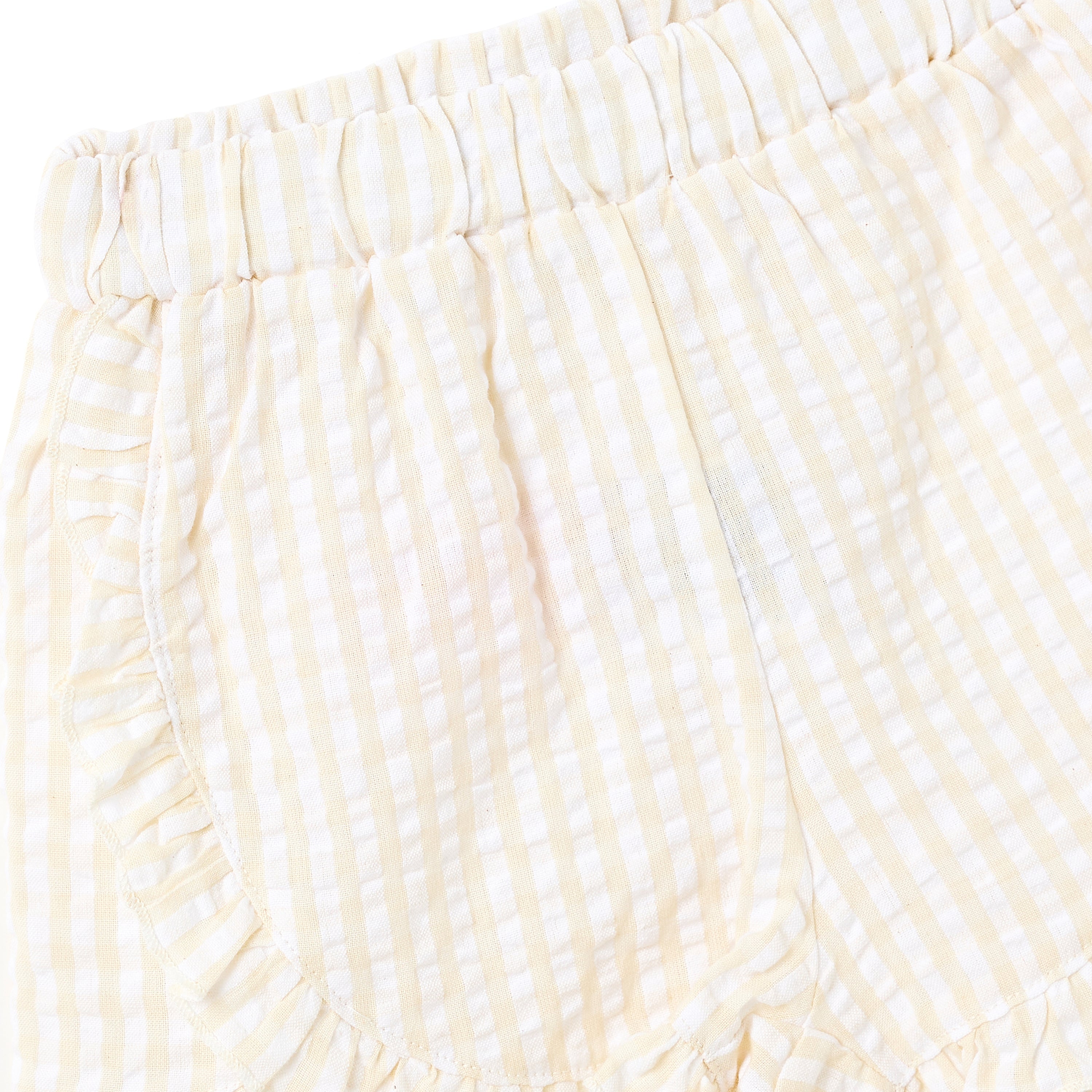 Girls 2 Pc Set Waffle-Knit Ruffle-Trim Top & Shorts Set