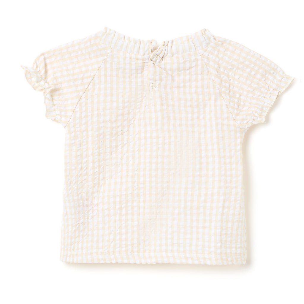 Girls 2 Pc Set Waffle-Knit Ruffle-Trim Top & Shorts Set
