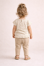 Girls 2 Pc Set Little Leopard Ruffle Top & Soft Twill Joggers Set