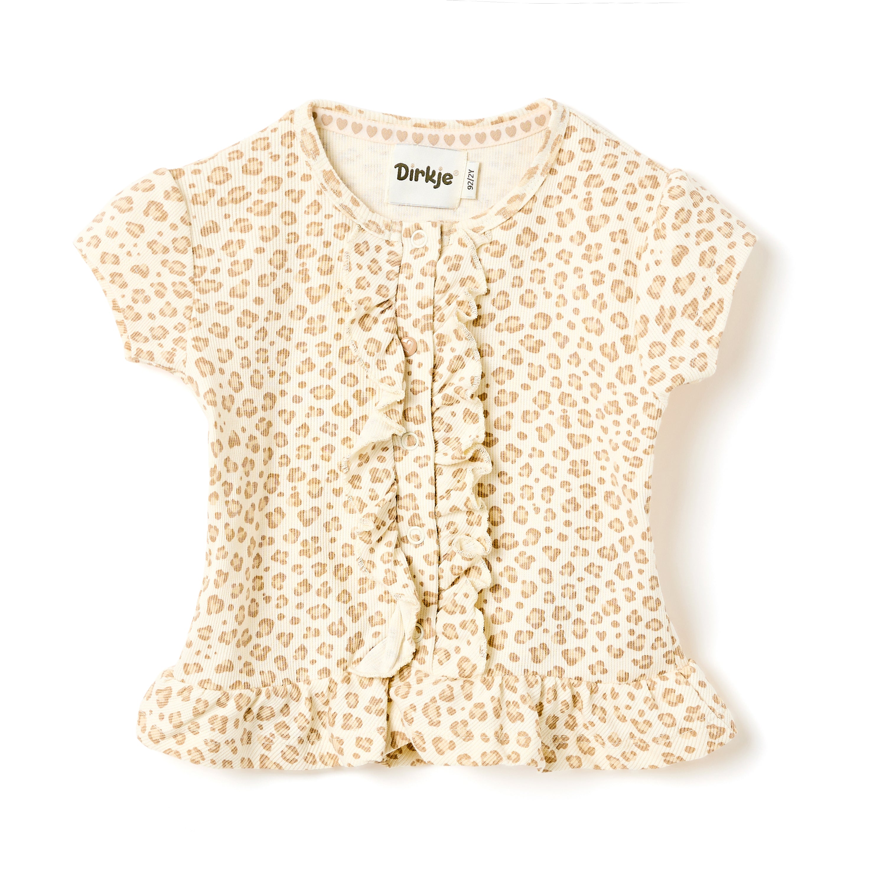 Girls 2 Pc Set Little Leopard Ruffle Top & Soft Twill Joggers Set