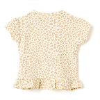 Girls 2 Pc Set Little Leopard Ruffle Top & Soft Twill Joggers Set