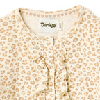 Girls 2 Pc Set Little Leopard Ruffle Top & Soft Twill Joggers Set