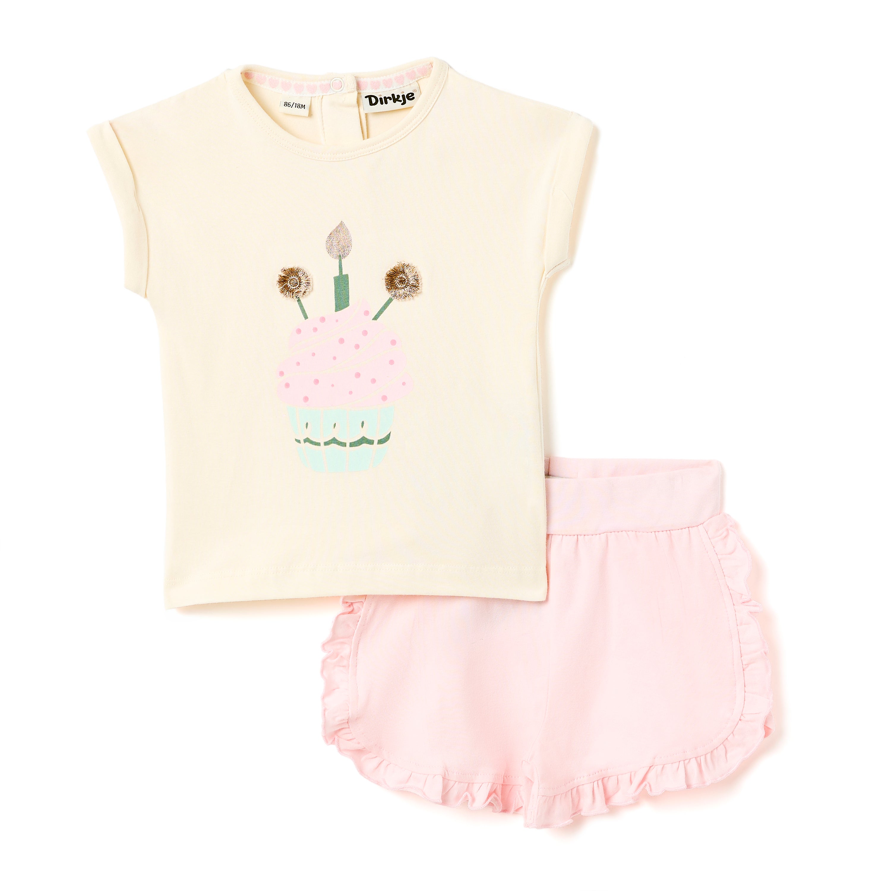 Girls 2 Pc Set Sunny Meadow Waffle-Knit Ruffle Top & Shorts Set
