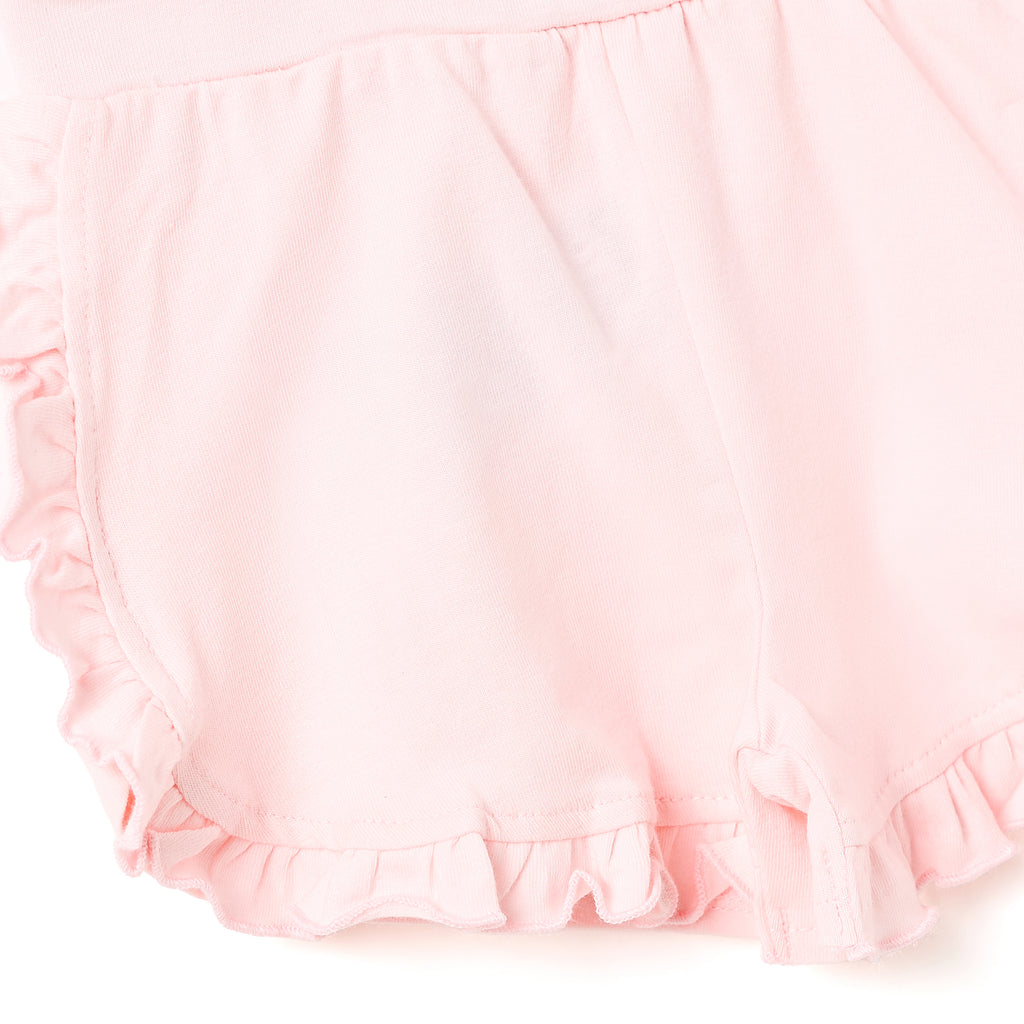 Girls 2 Pc Set Sunny Meadow Waffle-Knit Ruffle Top & Shorts Set