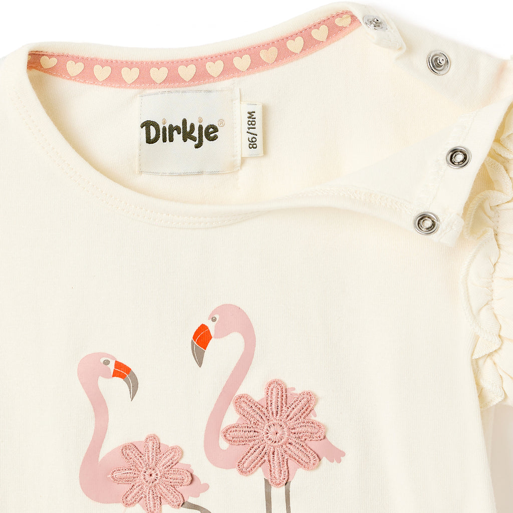 Girls 2 Pc Set ?Flamingo F?Te? Ruffle-Sleeve Tee & Bow-Trim Shorts Set