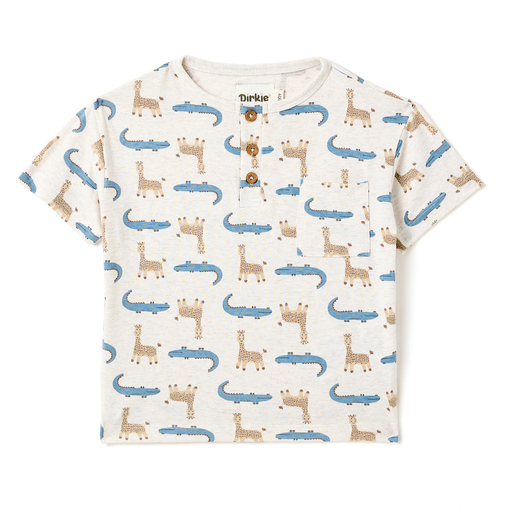 Boys 2 Pc Set ?Safari Adventure? Henley Tee & Blue Cargo Jogger Set