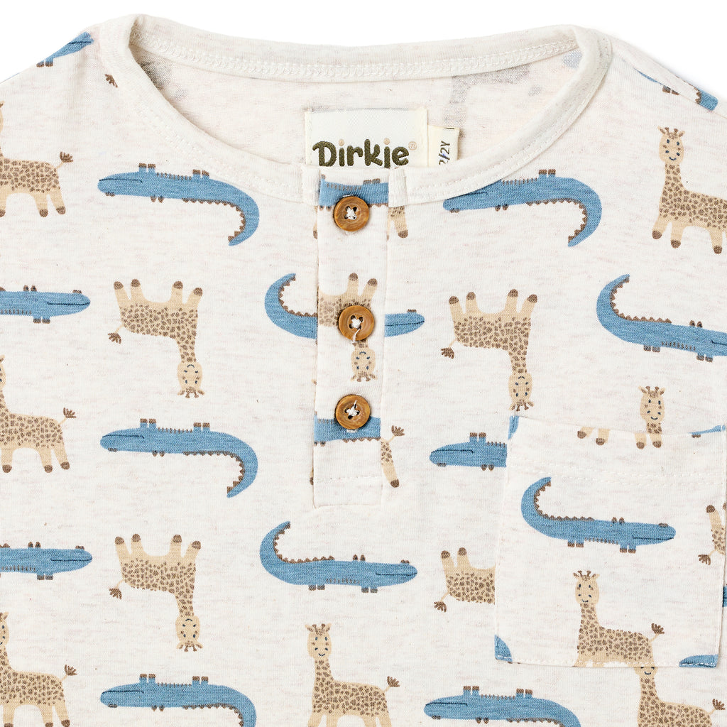 Boys 2 Pc Set ?Safari Adventure? Henley Tee & Blue Cargo Jogger Set