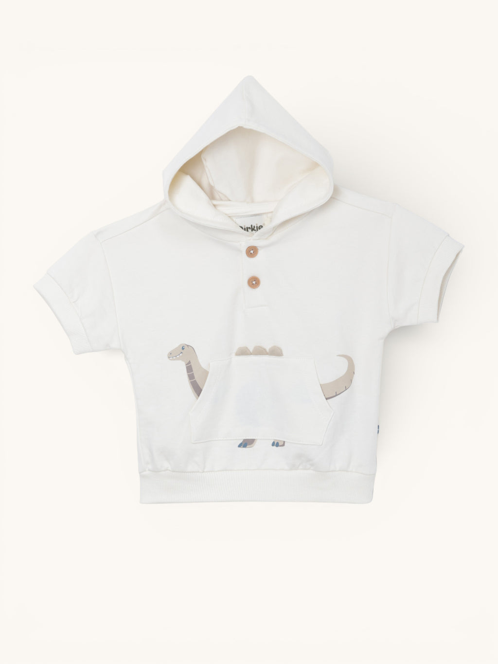 ?Cozy Dino? Hooded Tee & Striped Shorts Baby Set
