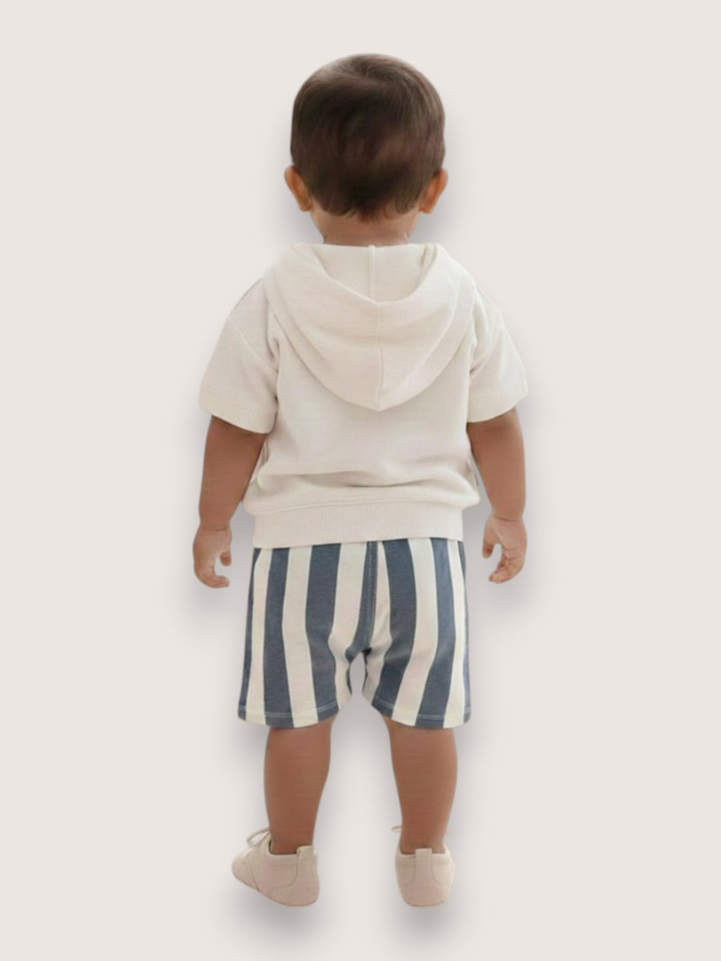 ?Cozy Dino? Hooded Tee & Striped Shorts Baby Set