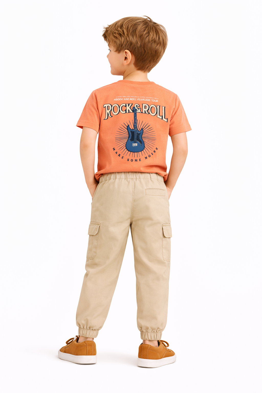 Boys 2 Pc Set ?Golden Hour? Terracotta Tee & Sand Joggers Set