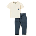 Boys 2 Pc Set ?Sunshine Surf Club? Graphic Tee & Moto-Pocket Joggers Set