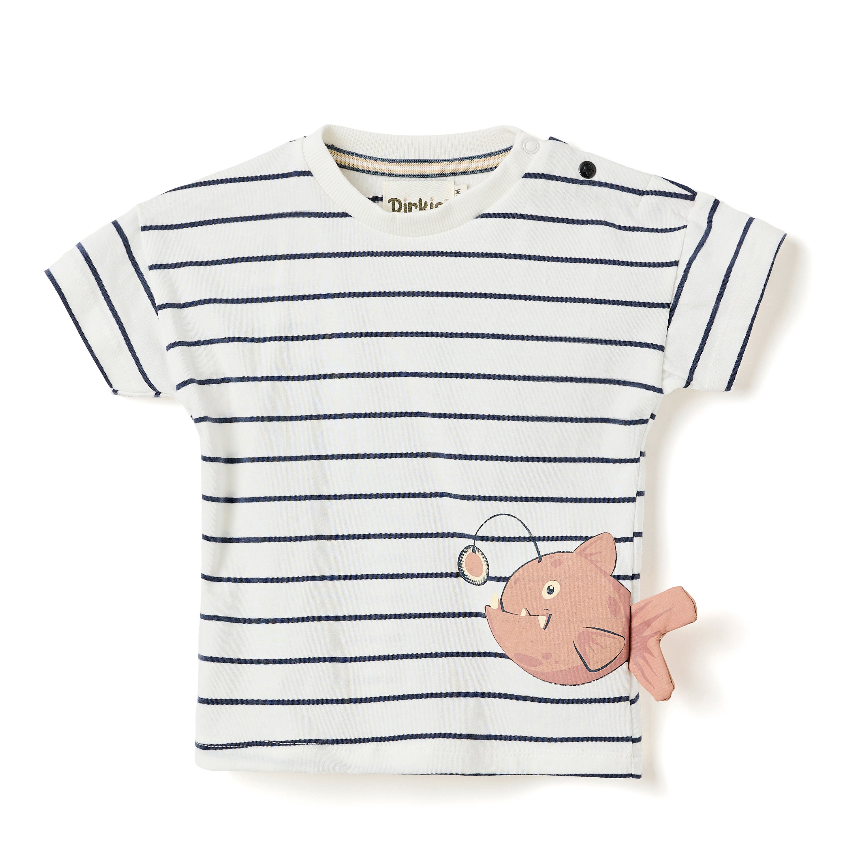 Boys 2 Pc Set ?Little Angler? Striped Anglerfish Tee & Pocketed Shorts Set