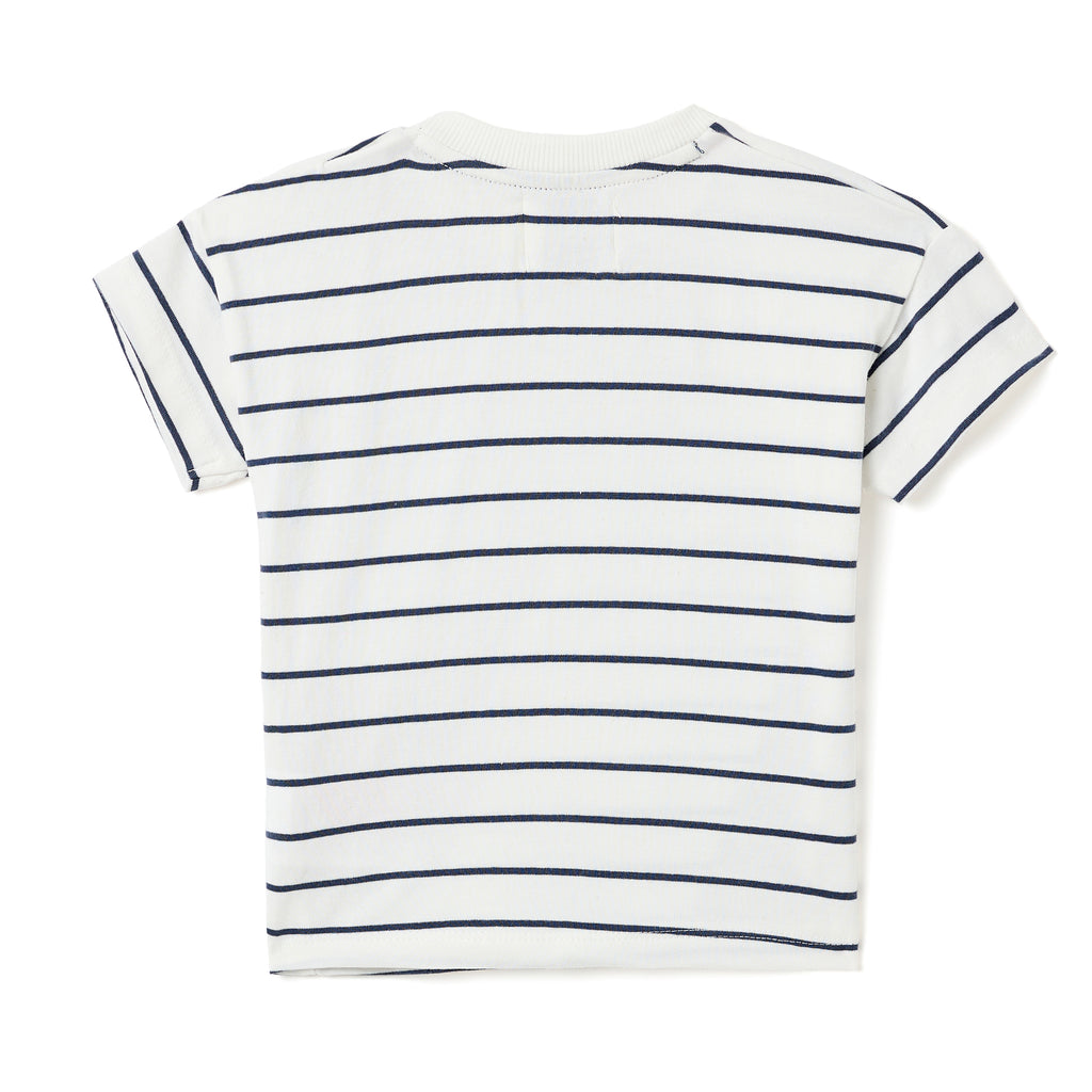 Boys 2 Pc Set ?Little Angler? Striped Anglerfish Tee & Pocketed Shorts Set